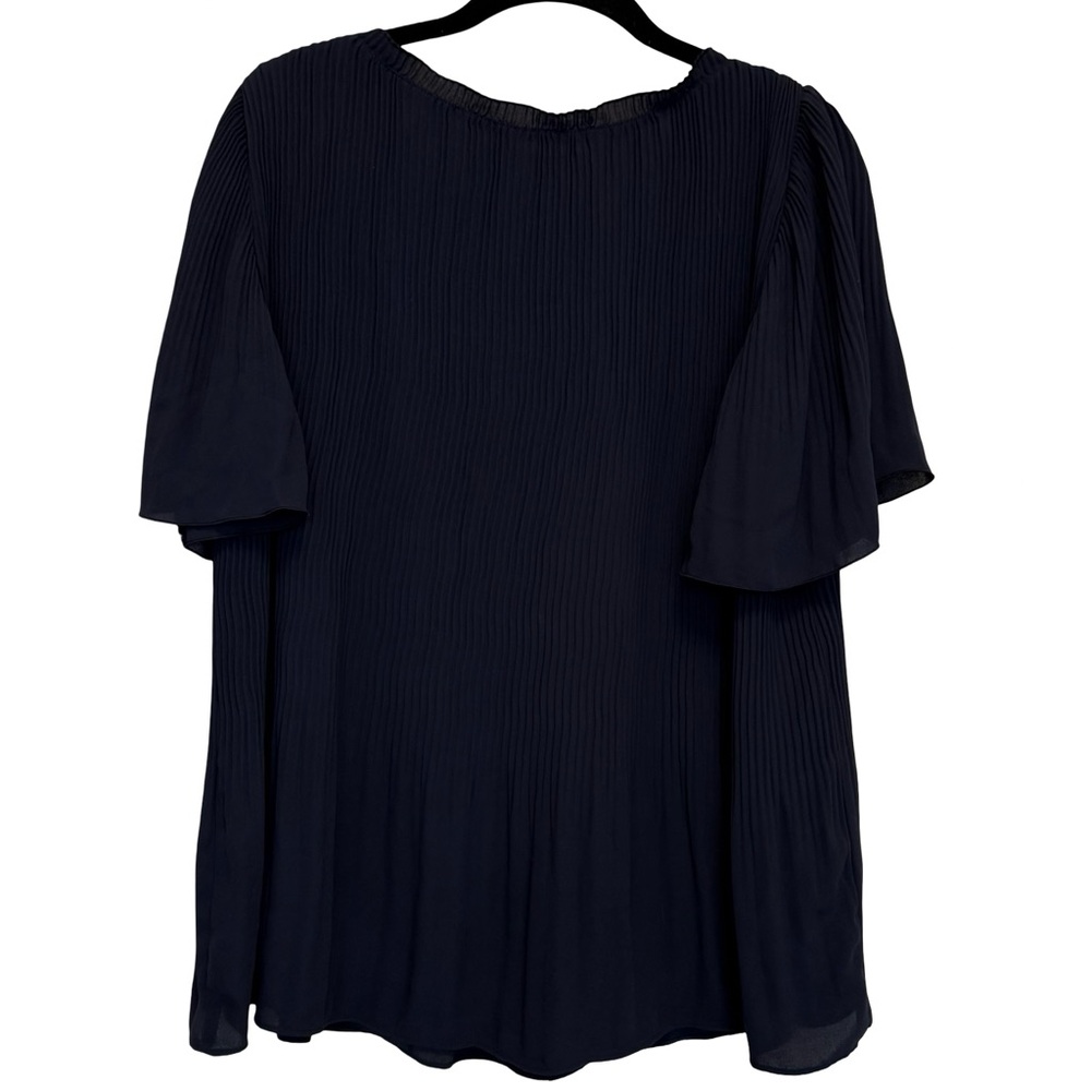Ann Taylor Navy Blue Pleated Blouse